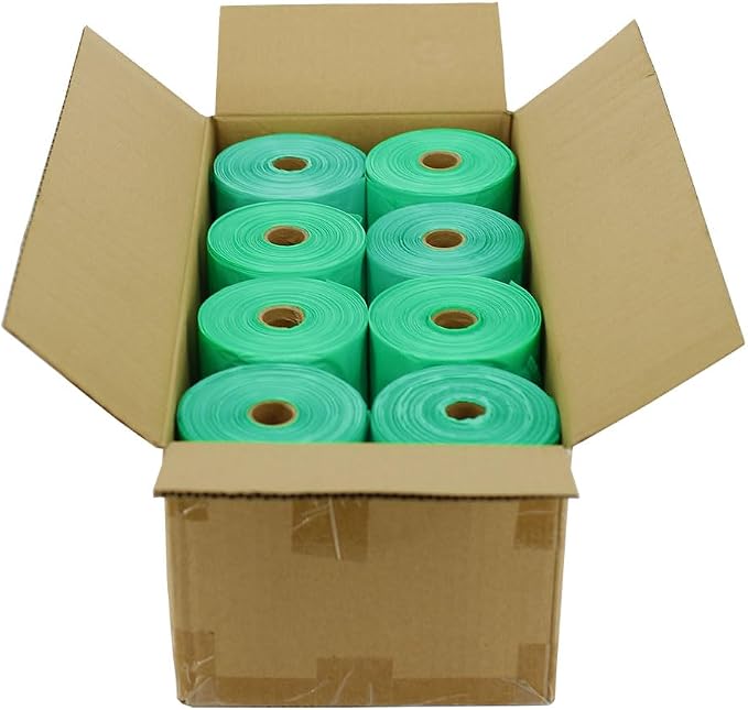 ZERO WASTE USA - Extra Durable Tie-Handle Pet Waste Bags - 2,400 of 7" x 15" w/ 5" side gusset Dog Poop Bags - fits any jumbo Poopy roll dispenser - Case of 8 Rolls with 300 Leak-Proof bags per roll