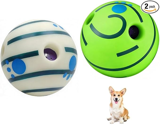 Wobble Giggle Ball for Dogs Durable Interactive Dog Toys for Small Medium Large Dogs (White (Glow in the Dark) + Green, S/3.46 inch)