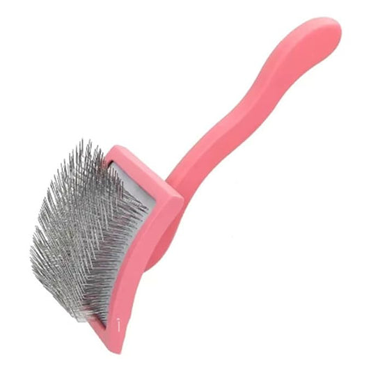 Professional Pet Grooming Brush - Long Handle Hair Remover for Dogs, Reusable Deshedding Rake(Pink)