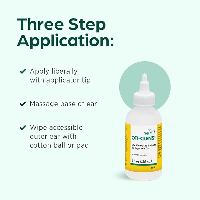 Oti-Clens Ear Cleansing Solution for Dogs and Cats, Gentle, Non-Irritating Ear Cleaner, 4 oz