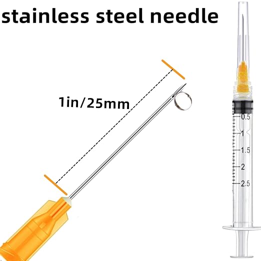 15 Pack 2.5ml 25Ga Plastic Syringe with Measurement for Scientific Labs and Industrial Dispensing, Disposable Individually Wrapped (15, 2.5ml-25Ga)