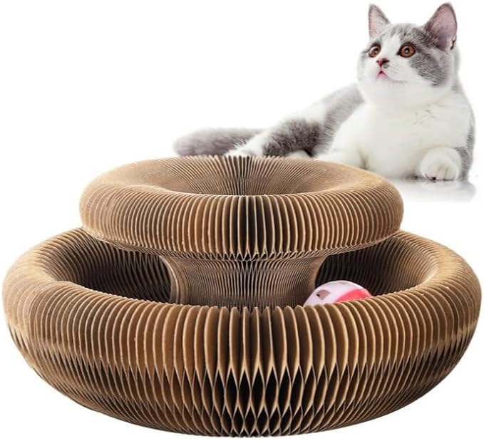 Kitty Kurlz Magic Organ Cat Scratcher Toys for Indoor, 1 Pack Twisty Paws Kitten Toy Cardboard Scratching Pads for Claw Grinding Interactive Mental Physical Exercise