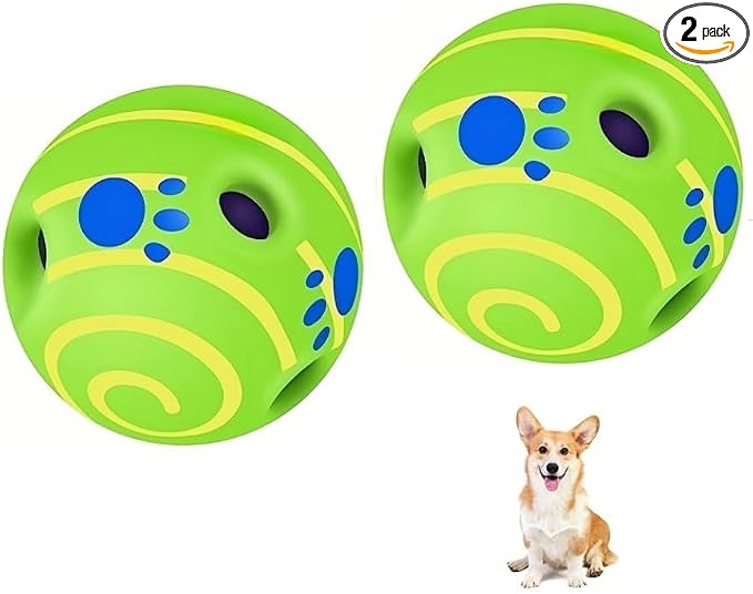 Wobble Giggle Ball for Dogs Durable Interactive Dog Toys for Small Medium Large Dogs (Green/Yellow, S/3.15 inch)