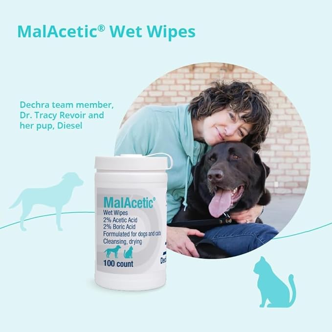Malacetic Wet Wipes Dry Bath 5" x 7" Wipes 100ct