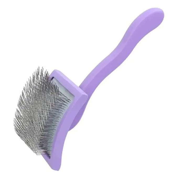 Professional Pet Grooming Brush - Long Handle Hair Remover for Dogs, Reusable Deshedding Rake(Purple)