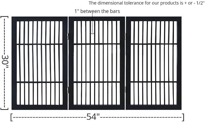 Urnporium Pet Dog Gate Freestanding, Strong Durable Folding Wooden Fence, Portable Acacia Hardwood Safety Barrier for Indoor & Outdoor Use (Black Pet Gate, 3 Panel 30" Tall)