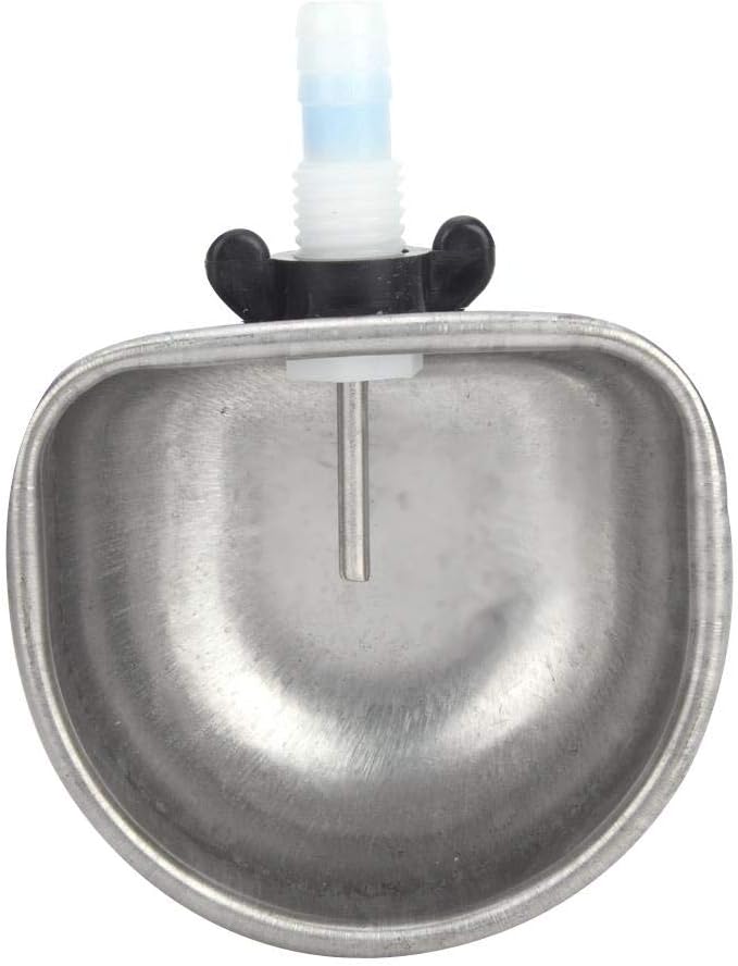 Water Drinker Bowl, Leak Stainless Steel Drinking Feeder for Cages Farm Use 7 to 10mm Hose Connection Clamp Mount One Piece Tee 10 Sets