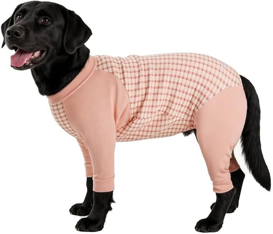 Dog Recovery Suit After Spay-Prevents Lick & Shed (Pink,2XL) | Soft, Breathable cotton onesie protects abdominal surgical areas by preventing licking,scratching,and shedding