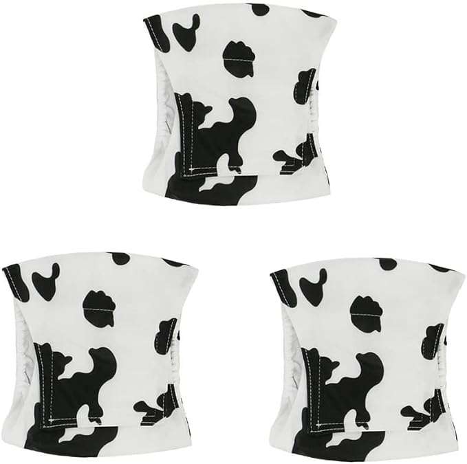 Male Dog Diapers Washable Dog Belly Bands Reusable Doggie Wraps - Pack of 3 (Cow, X-Large(21''-27''))