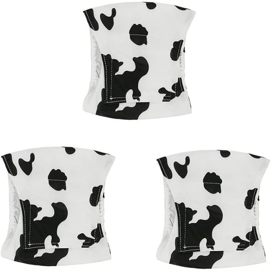 Male Dog Diapers Washable Dog Belly Bands Reusable Doggie Wraps - Pack of 3 (Cow, X-Large(21''-27''))