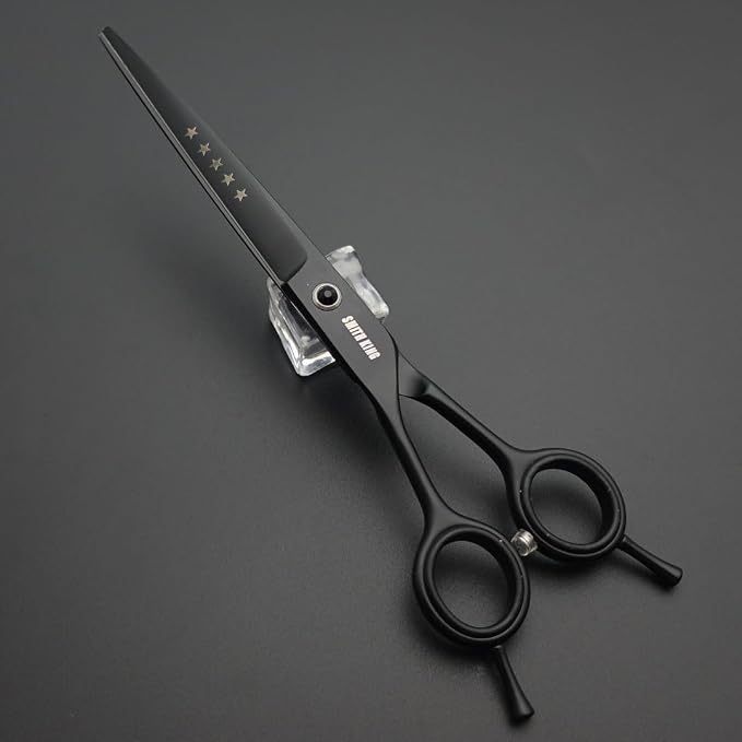 7.0 inches Professional Dog Grooming Scissors Set Straight & thinning & Curved & Chunkers 4pcs/3pcs in 1 Set (with Comb) Right-handed or Left-handed for Dog & Cats (Left-handed 4pcs with comb)