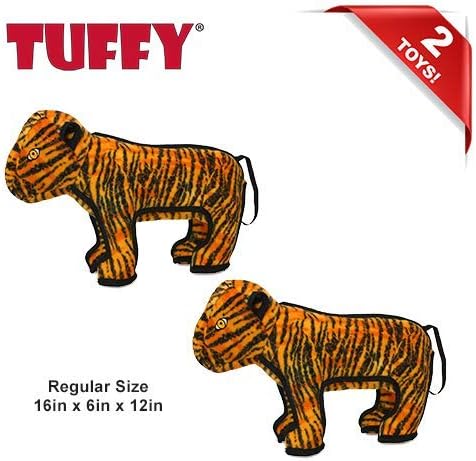 TUFFY® - 2 Pack Original : Tiger Dog Toy : : Ultra Durable Plush Toy with Multiple Layers & Reinforced Seams, Washable and Floats, Original Construction