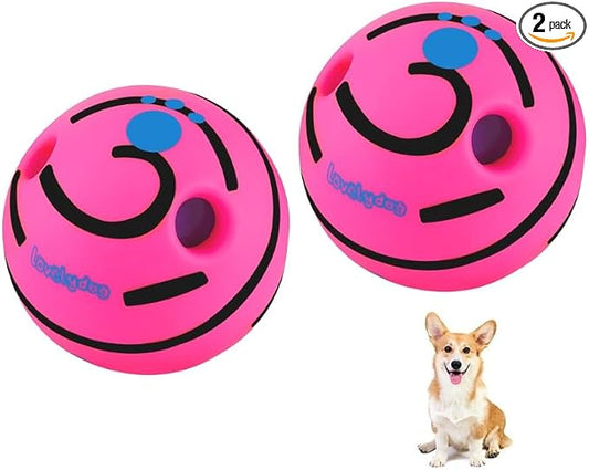 Wobble Giggle Ball for Dogs Durable Interactive Dog Toys for Small Medium Large Dogs (Pink/Black, S/3.15 inch)