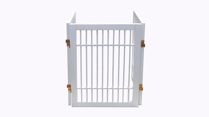 Urnporium Freestanding Wooden Dog Gate for Doorways – Foldable Acacia Wood Pet Gate, No Drill Portable Indoor/Outdoor Puppy Fence Barrier (White Pet Gate, 3 Panel 24" Tall)