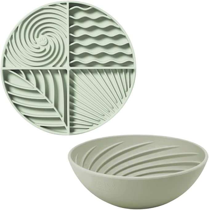 Paradise and Wobbowl Bundle – Silicone Lick Mat and Slow Feeder Bowl for Dogs - Dishwasher Safe Pet Dishes - Extend Mealtimes for Fast Eaters