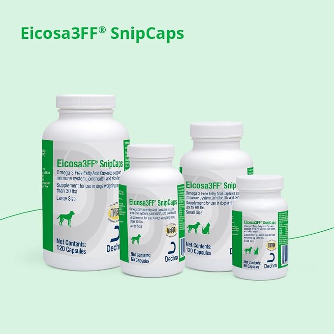 Eicosa3FF SnipCaps Omega 3 Free Fatty Acid Capsules for Dogs and Cats - Small, 120 ct