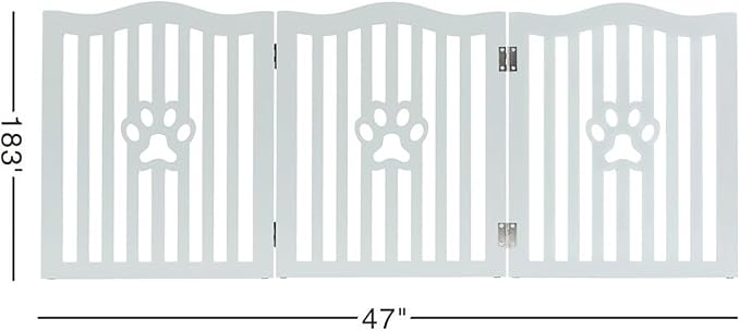 Pet Gate, Wooden Free Standing Dog Gate for Small Dogs and Cats. Great Folding Fence for Doorways, Halls, Stairs. Grey