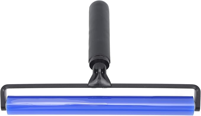 Focket Silicone Dust Roller, Reusable Pet Hair Remover with High Elasticity Fast Dust Removal Tool for Clothes Carseats Furniture, Washable Lint Roller Cleaner with Black Plastic Handle (10 Inch)