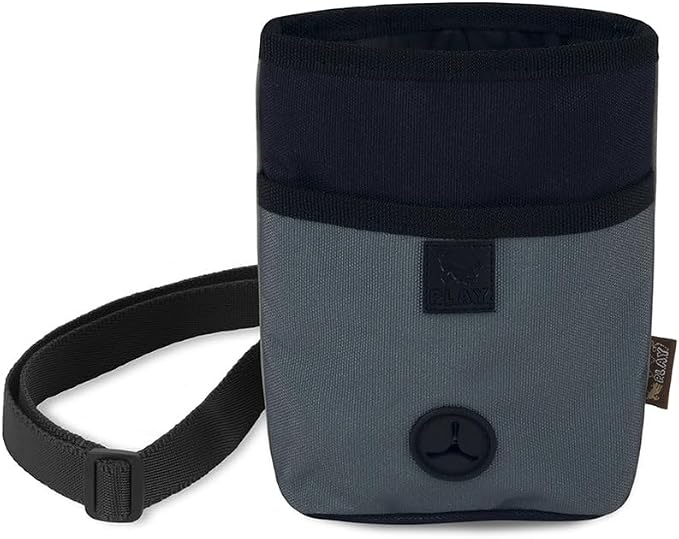 P.L.A.Y. Scout & About Deluxe Training Treat Pouch with Poop Bag Dispenser - 3 Way Wear, Detachable & Adjustable Strap, Reflective Strips, Water-Resistant Back Zipper Pocket, Squeaker (Eclipse)