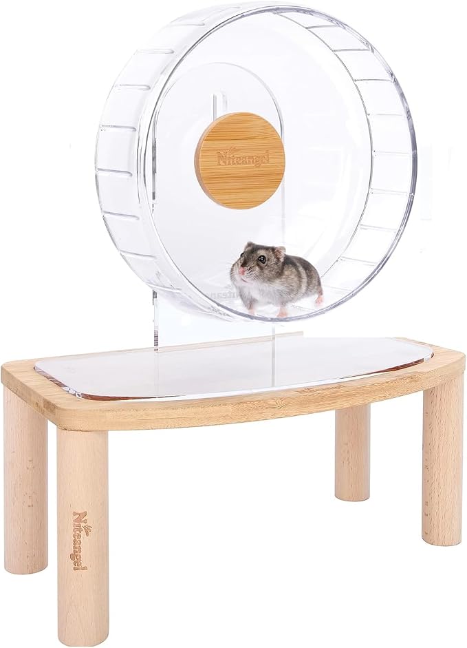 Niteangel 8.2-Inch Super-Silent Hamster Exercise Wheels with Platform: - Quiet Spinner Hamster Running Wheels with Adjustable Stand for Hamsters Gerbils Mice Or Other Small Animals