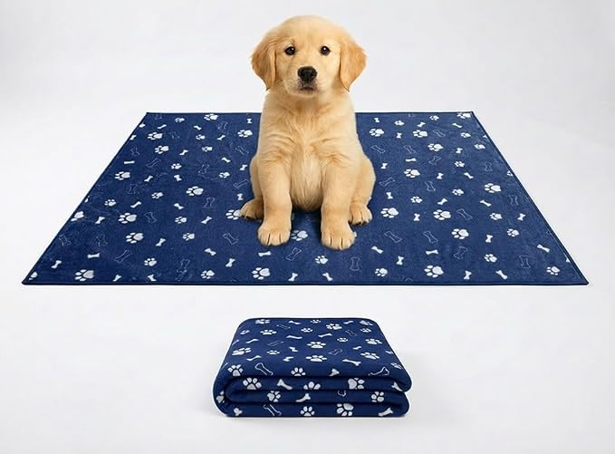 Muddy Mat® Washable Pee Pads for Dogs, Super Absorbent Reusable Puppy Pads–100% Waterproof Pee & Potty Training Pads for Pets,Non-Slip Dog Pads for Crates, Playpens & Floors- 2 Pack, Navy Blue 36"x36"