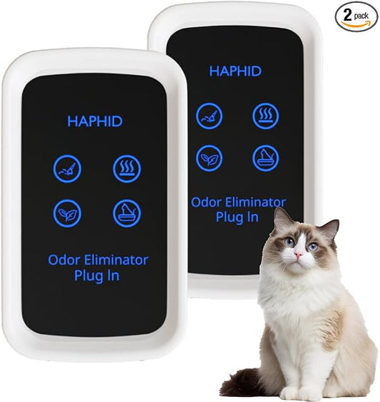 Pet Odor Eliminator, Plug-in Negative Ion Cat Litter Deodorizer, 99% Odor Removal for Cat Litter Room Bedroom Bathroom Kitchen, Portable Air Ionizer for Small Spaces Home Pet House（2 Park)