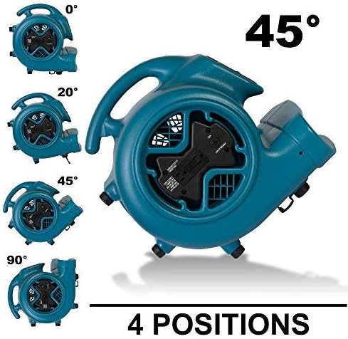 XPOWER X-600A Pro 1/3 HP 2400 CFM Centrifugal Air Mover, Carpet Dryer, Floor Fan, Blower, Daisy Chain, for Water Damage Restoration, Janitorial, Plumbing, Home Use