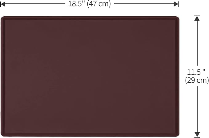 Dog Food Mat,Silicone Waterproof Food Tray,Non Slip Pet Bowl Mats Placemat,0.6" Raised Edge,Suitable for Most Small and Medium Sized Pets,18.5" x 11.5"
