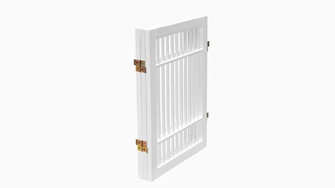 Urnporium Freestanding Wooden Dog Gate for Doorways – Foldable Acacia Wood Pet Gate, No Drill Portable Indoor/Outdoor Puppy Fence Barrier (White Pet Gate, 3 Panel 24" Tall)