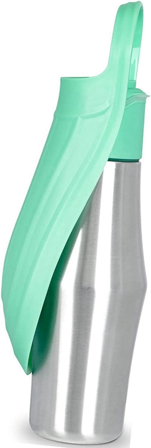 Portable Dog Water Bottle with Dispenser, 750ml Stainless Steel Travel Cup and Collapsible Water Bowl for Outdoor Activities, Walking,Hiking, Road Trips (Light Green)