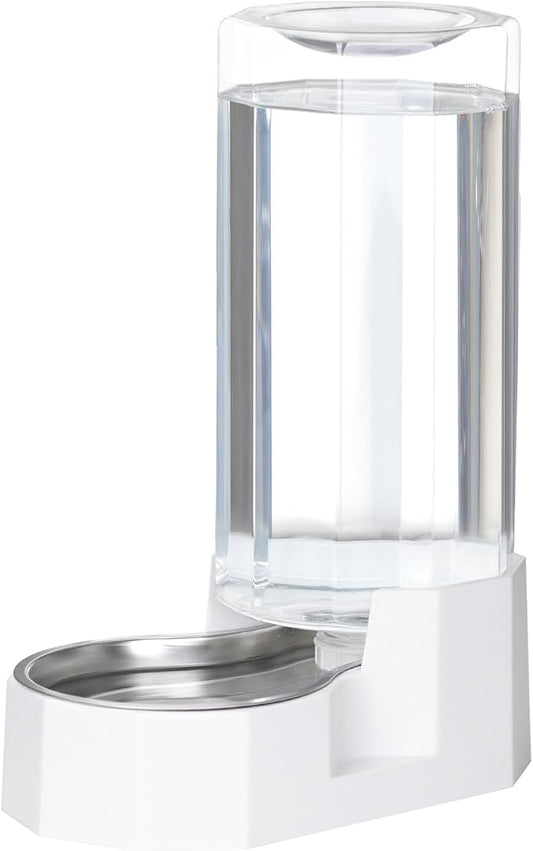 Sfozstra Large Dog Water Dispenser: 9L Automatic White Water Feeder with Stainless Steel Bowl - Without Filter - Gravity Design for Multiple Pets Indoor/Outdoor