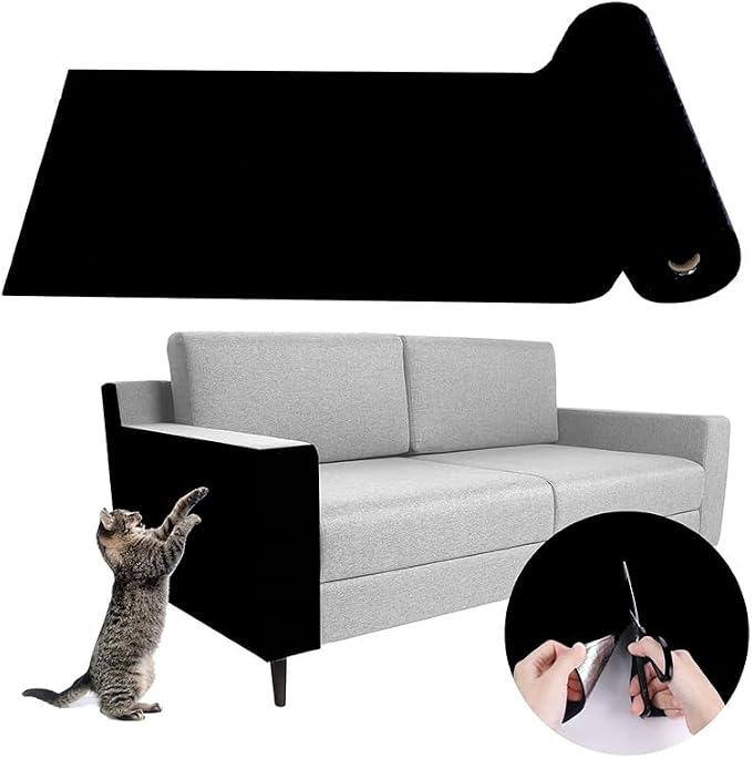 Cat Scratching Mat, Furniture Protector, Self-Adhesive (Nails Included in The Package) (Black, 15.7 x 39.3 inch)