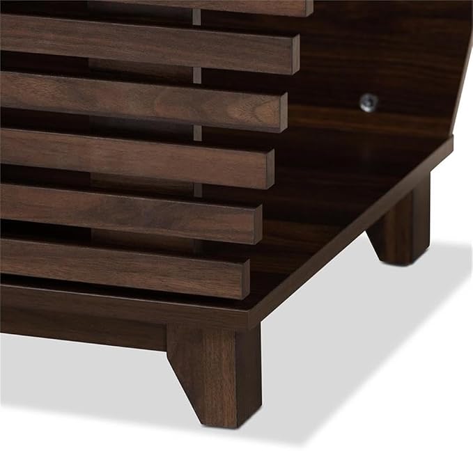 Baxton Studio Eckhart Modern and Contemporary Walnut Brown Finished Wood Cat Litter Box Cover House