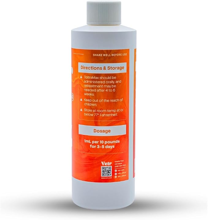 Toltrazuril 10.0% for Horses, Dogs, Cats, 240mL/8.1 Ounce, for Non-Food Chain Animals