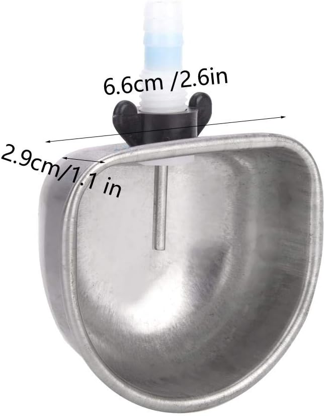 Water Drinker Bowl, Leak Stainless Steel Drinking Feeder for Cages Farm Use 7 to 10mm Hose Connection Clamp Mount One Piece Tee 10 Sets