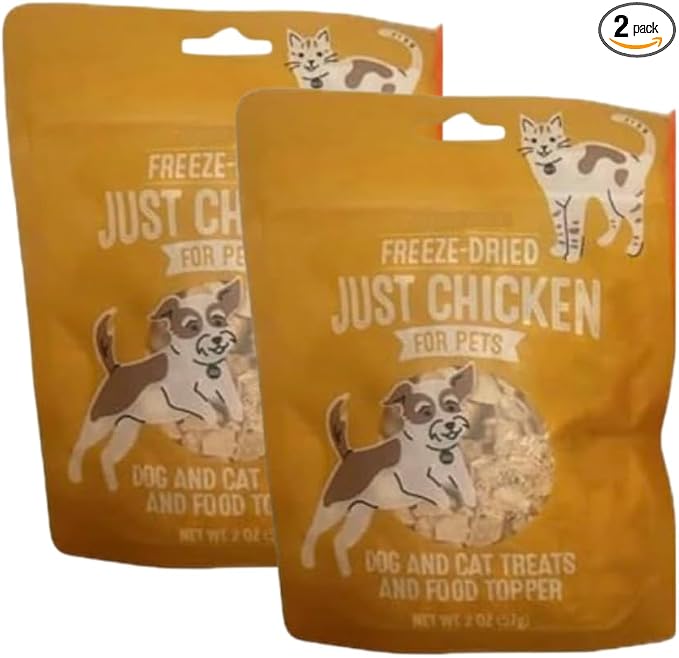 Trader Freeze-Dried Dog and cat Treats and Food Topper Set - Just Chicken (2 Bags)