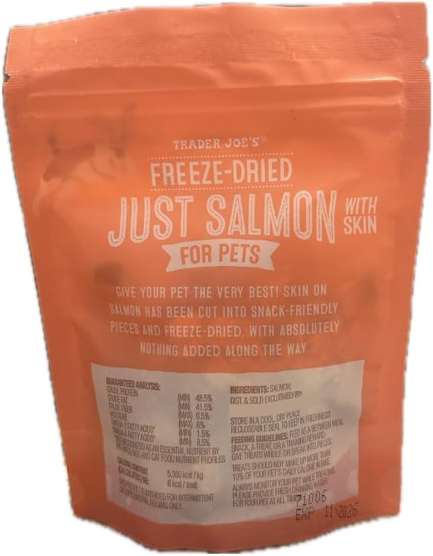 Freeze-Dried Dog and Cat Treat and Food Topper Set 2 Count (1.5 oz, Just Salmon with Skin)