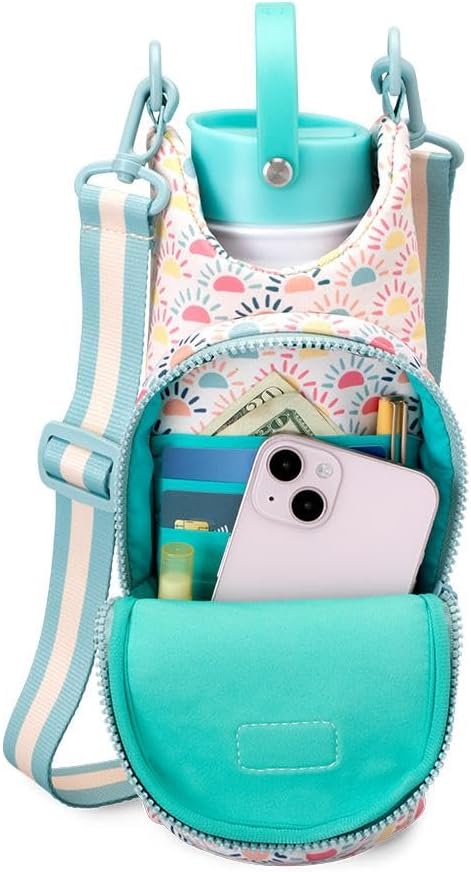 Swig Life Water Bottle Sling Bag, Water Bottle Holder with Adjustable Strap, Carrier Bag with Zippered Phone Pocket, Holds 36oz (Sun Chaser)