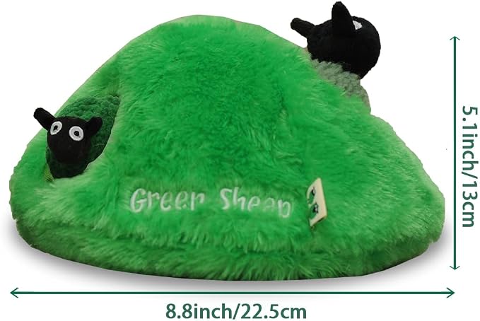Green Sheep Hide & Seek Toy for Dogs, Durable Plush Squeaky Dog Toys with Recycle Cotton Rope, Interactive Chew Toy for Small to Large Dogs, Tough Pet Toys to Keep Them Busy