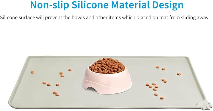 AUDWUD Silicone Waterproof Pet Feeding Mats,Anti Slip Bowl Pad, Dog Mat for Food and Water