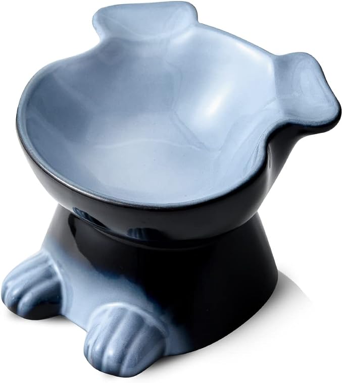Nihow Elevated Ceramic Dog Bowl: 6.5 Inch Raised Small Dog Bowl for Food & Water - Food Safe, Protects Pet's Spine (1 PC)