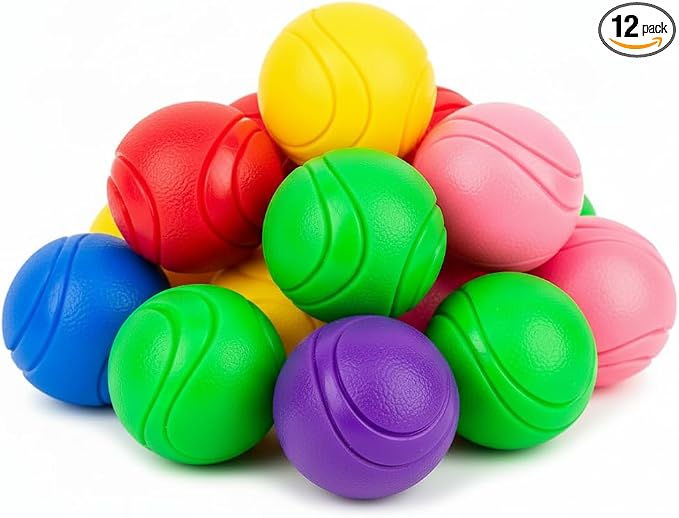 SuperFetch Dog Balls 1.5 Inch - Squeaky Dog Toys for Small Dogs and Puppies - Rubber Balls for Fetch, Training, Teething, Boredom and Solo Play - 12 Pack