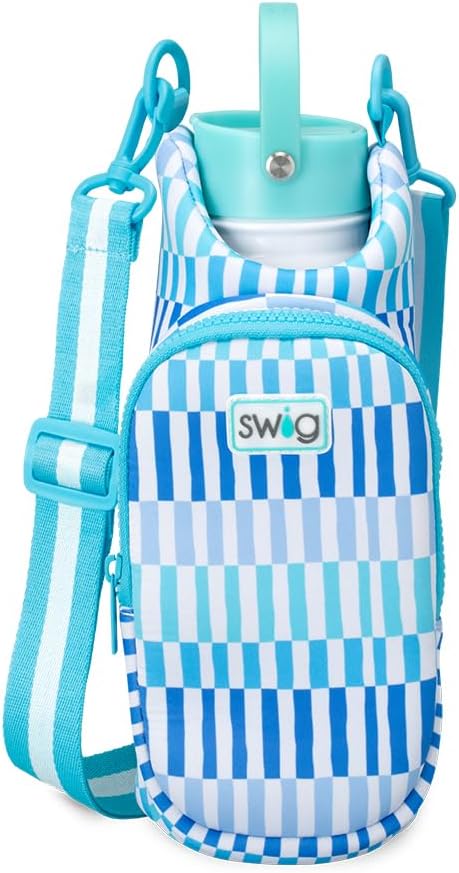 Swig Life Water Bottle Sling Bag, Water Bottle Holder with Adjustable Strap, Bottles Carrier Bag with Zippered Phone Pocket, Holds 36oz Bottles, Bottle Accessories (Glacier Stripe)