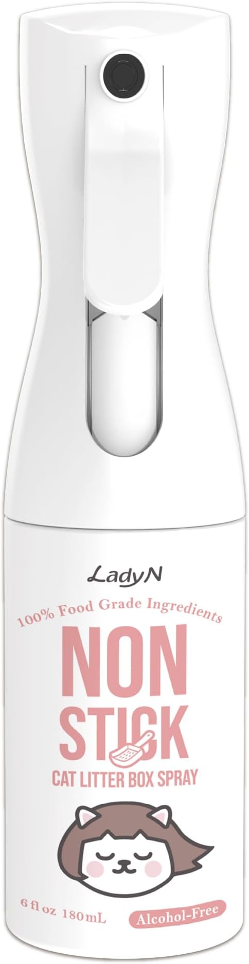Lady N Non-Stick Coating Spray for Cat Litter Box and Self-Cleaning Litter Box | Alcohol-Free, Food Grade Waxing Formula, Prevents Sticking & Makes Cleaning Easy, 6 fl oz