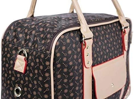 Pet Carrier Tote Around Town Pet Carrier Portable Dog Handbag Dog Purse for Outdoor Travel Walking Hiking, Brown, 14.17''*11''*6.3''