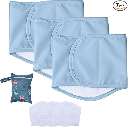 AIO Male Belly Bands for Dogs - Dog Diapers Male -Belly Bands for Male Dogs- High Absorbing Dog Wraps Washable - Reusable Large Doggy Doggie Puppy Dog Diapers