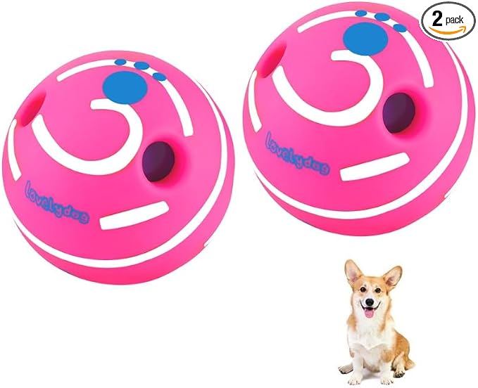 Wobble Giggle Ball for Dogs Durable Interactive Dog Toys for Small Medium Large Dogs (Pink/White, S/3.15 inch)