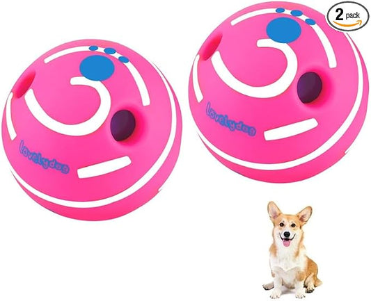Wobble Giggle Ball for Dogs Durable Interactive Dog Toys for Small Medium Large Dogs (Pink/White, S/3.15 inch)