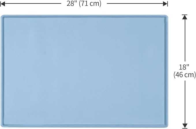 Dog Food Mat,Silicone Waterproof Food Tray,Non Slip Pet Bowl Mats Placemat,0.8" Raised Edge,Suitable for Most Small and Medium Sized Pets,28" x 18"
