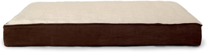 Furhaven Memory Foam Dog Bed for Large/Medium Dogs w/ Removable Washable Cover, For Dogs Up to 55 lbs - Sherpa & Suede Mattress - Espresso, Large